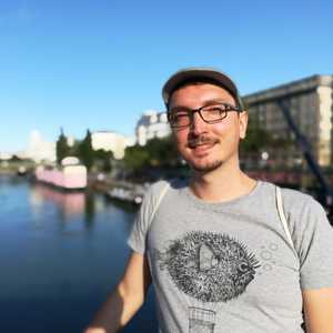 Alexander Lehner on a bridge over the Danube channel in Vienna